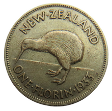 Load image into Gallery viewer, 1933 King George V New Zealand Silver Florin Coin
