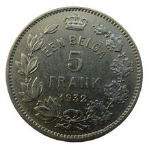 Load image into Gallery viewer, 1932 Belgium 5 Francs Coin
