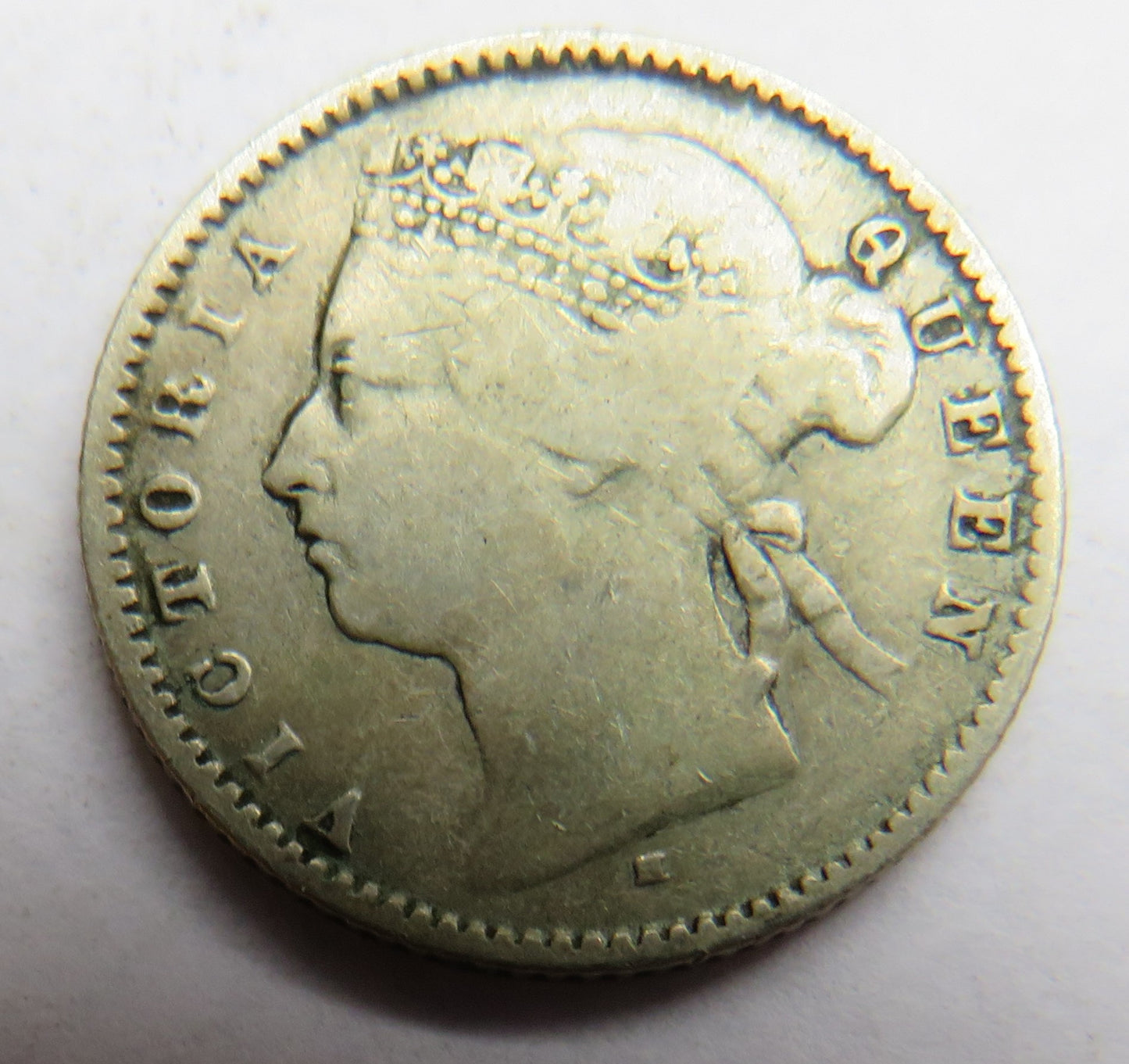 1882-H Queen Victoria Straits Settlements Silver 10 Cents Coin