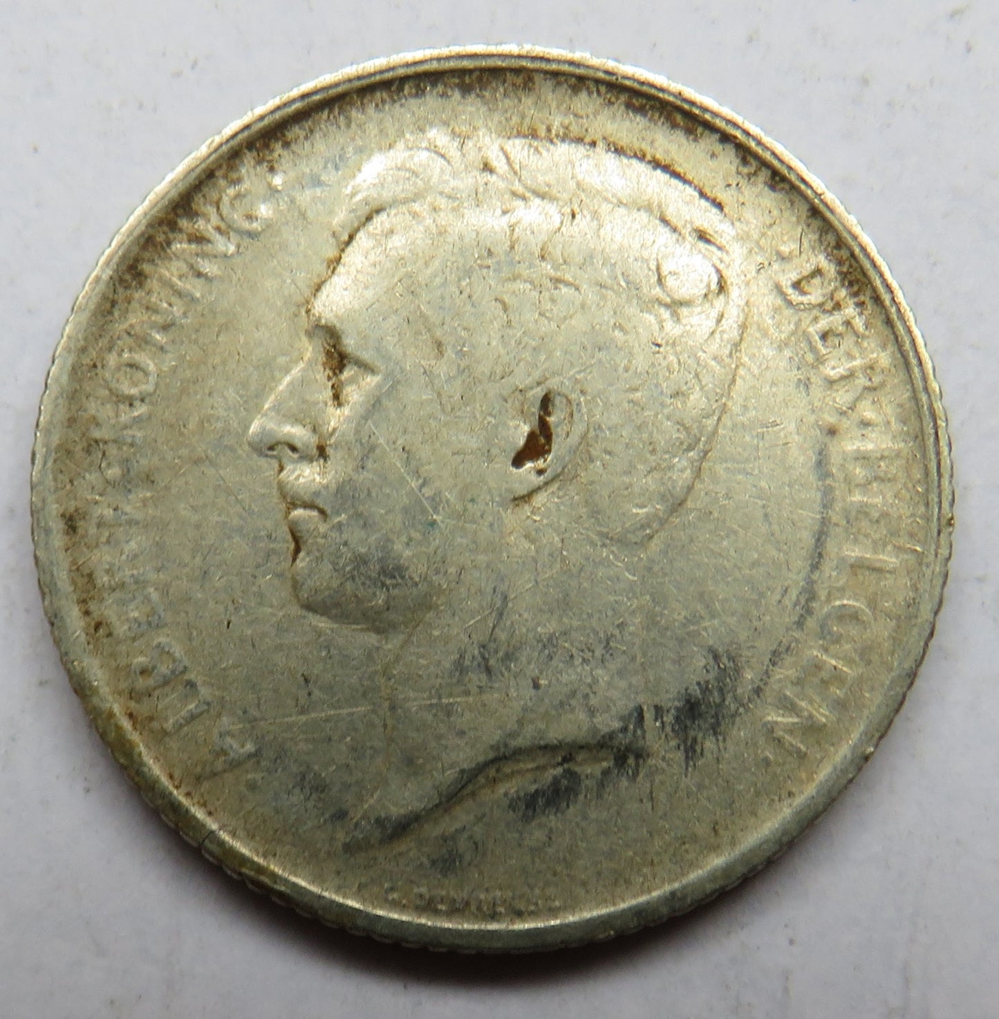 1911 Belgium Silver One Franc Coin