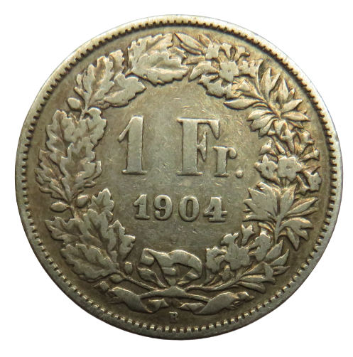 1904 Switzerland Silver One Franc Coin