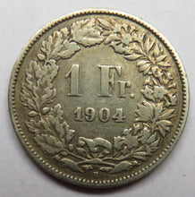 Load image into Gallery viewer, 1904 Switzerland Silver One Franc Coin
