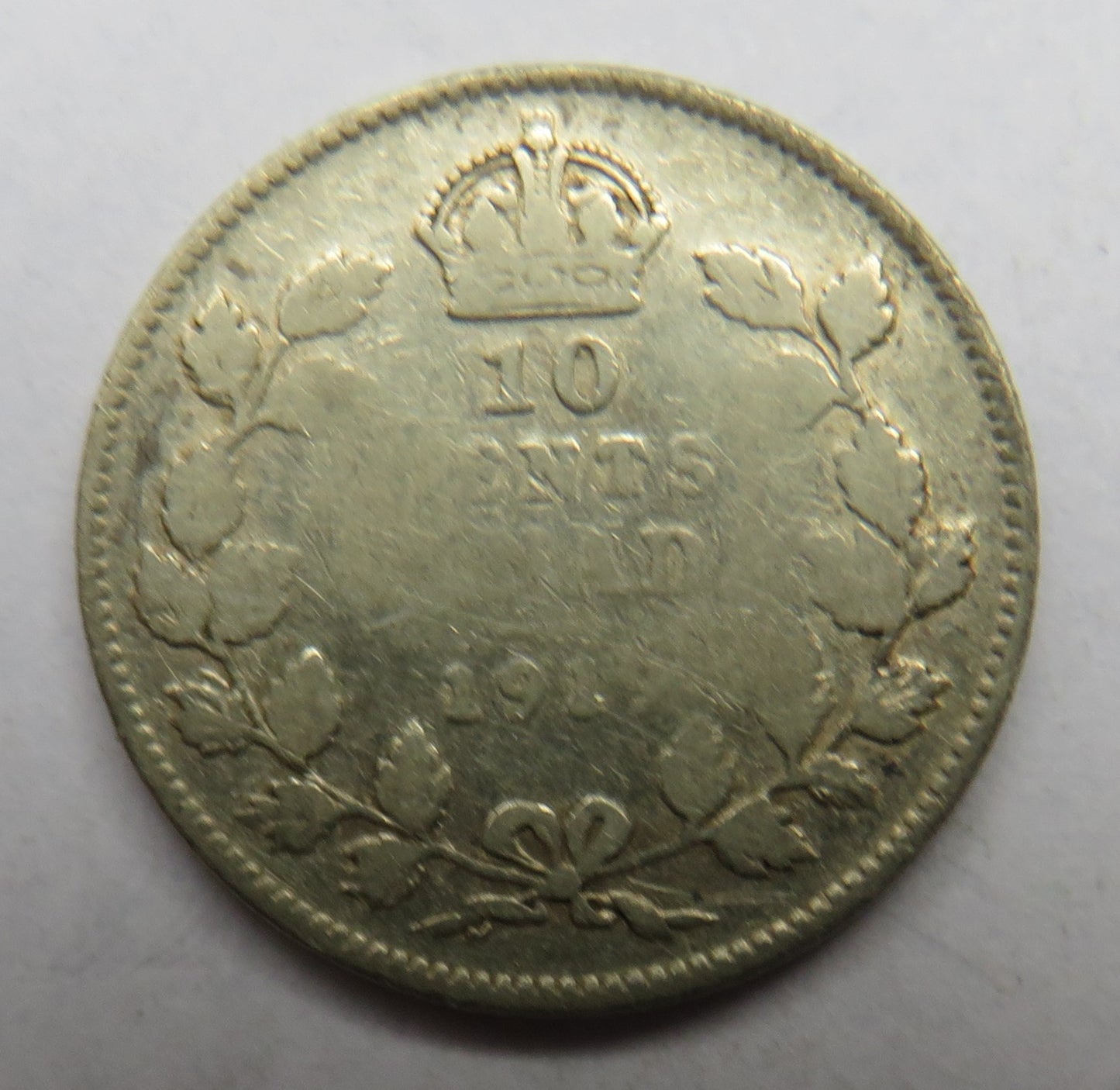 1919 King George V Canada Silver 10 Cents Coin