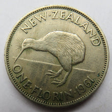 Load image into Gallery viewer, 1961 Queen Elizabeth II New Zealand One Florin Coin
