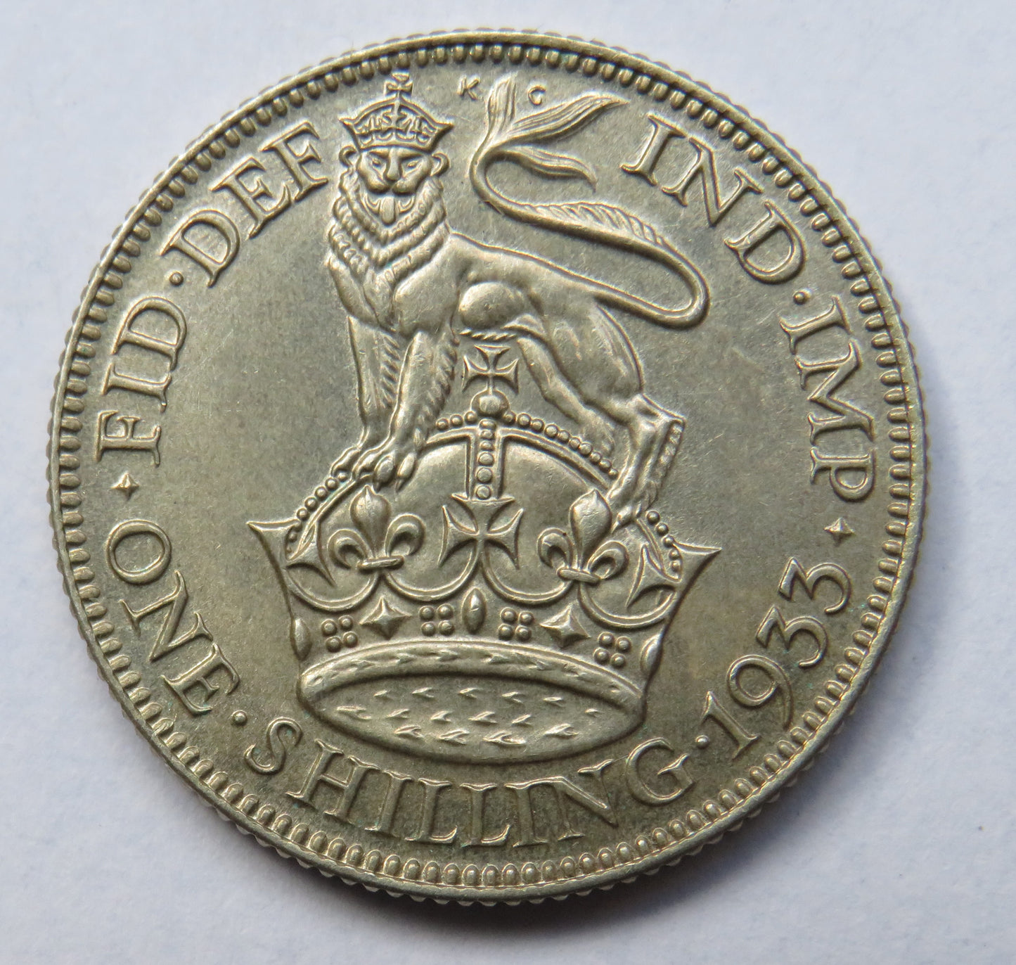 1933 King George V Silver Shilling Coin - Great Britain