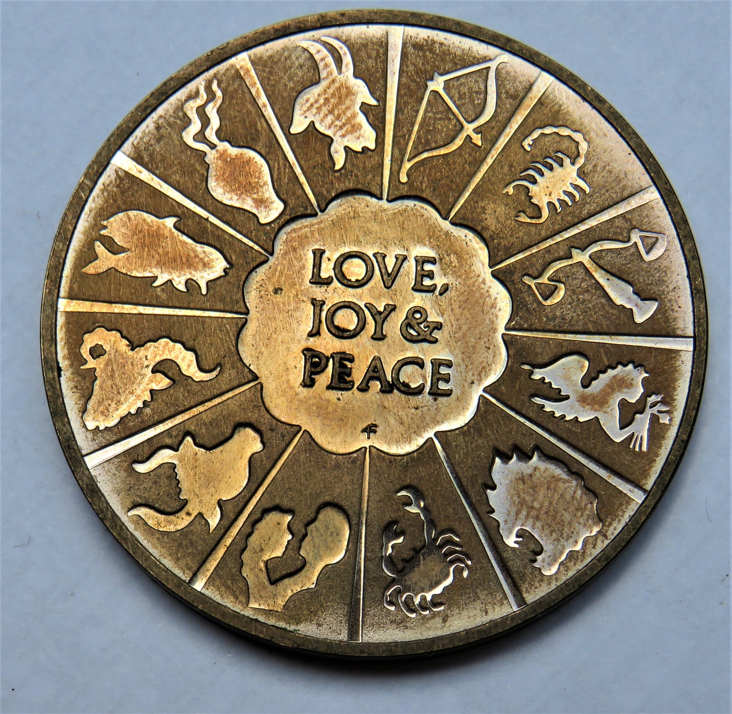 The Age Of Aquarius Love Joy & Peace Medal