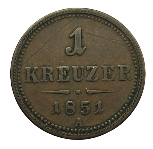 1851-A Austria Kreuzer Coin