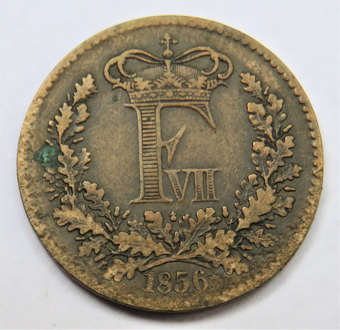 1856 Denmark One Skilling Rigsmont Coin