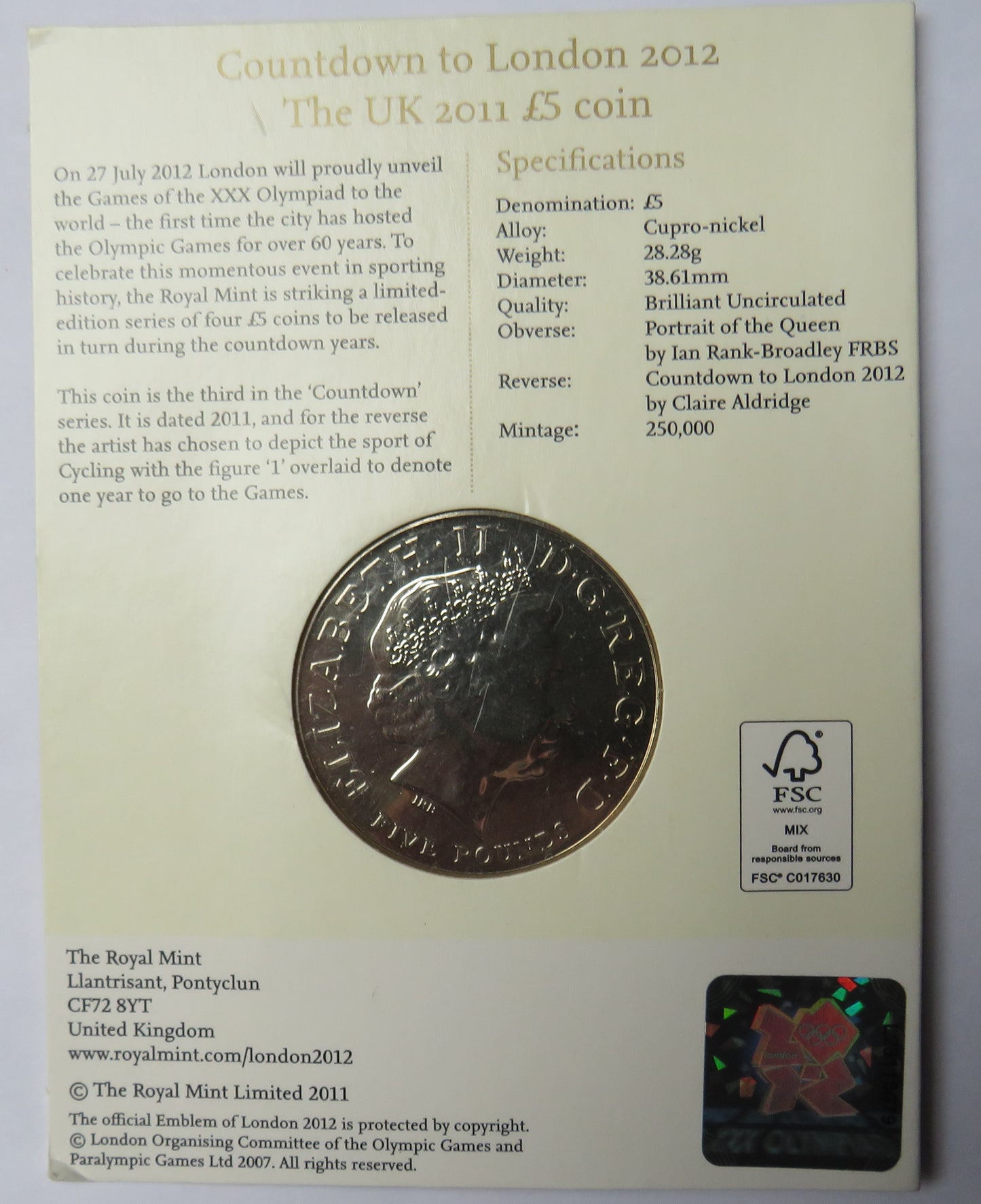 Countdown To London 2012 The UK 2011 £5 Coin