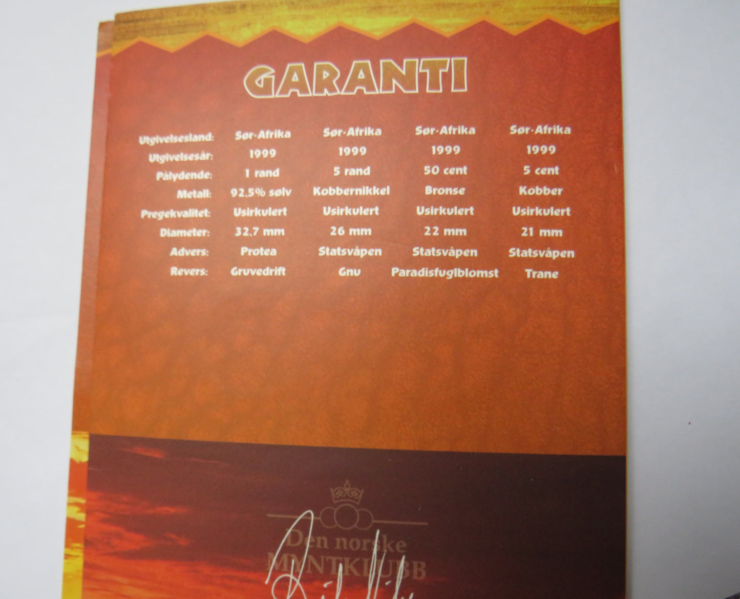 1999 South Africa Coin Set Inc Silver 1 Rand