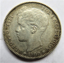 Load image into Gallery viewer, 1900 Spain Silver One Peseta Coin In Higher Grade
