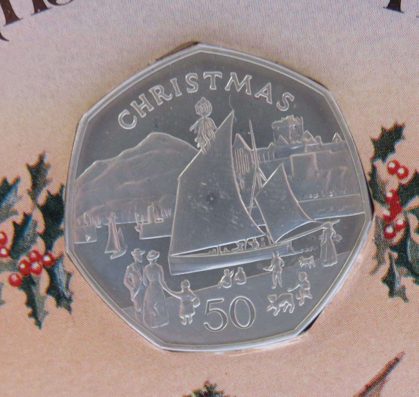 1981 Isle Of Man Christmas Silver Proof Fifty Pence Coin