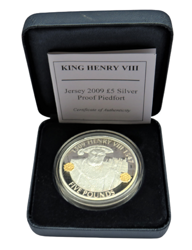 2009 Jersey £5 Silver Proof Piedfort Coin - King Henry VIII