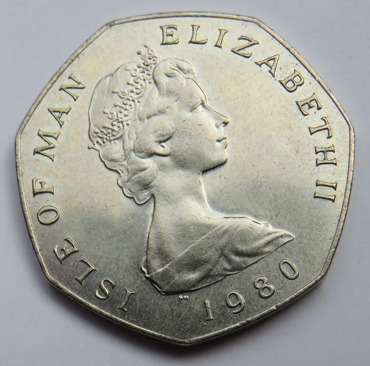 1980 Isle of Man Fifty Pence Coin Viking Longboat