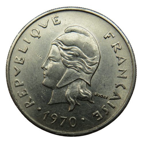 1970 French Polynesia 20 Francs Coin
