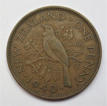 Load image into Gallery viewer, 1940 King George VI New Zealand One Penny Coin

