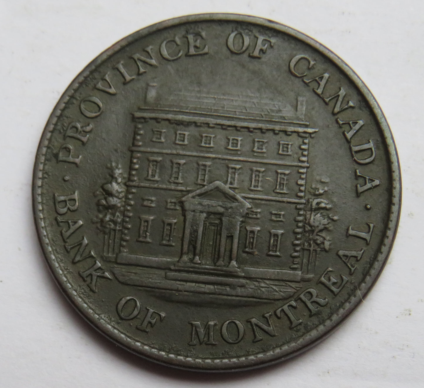 1844 Province Of Canada Bank Of Montreal Halfpenny Bank Token
