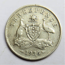 Load image into Gallery viewer, 1936 King George V Australia Silver Threepence Coin
