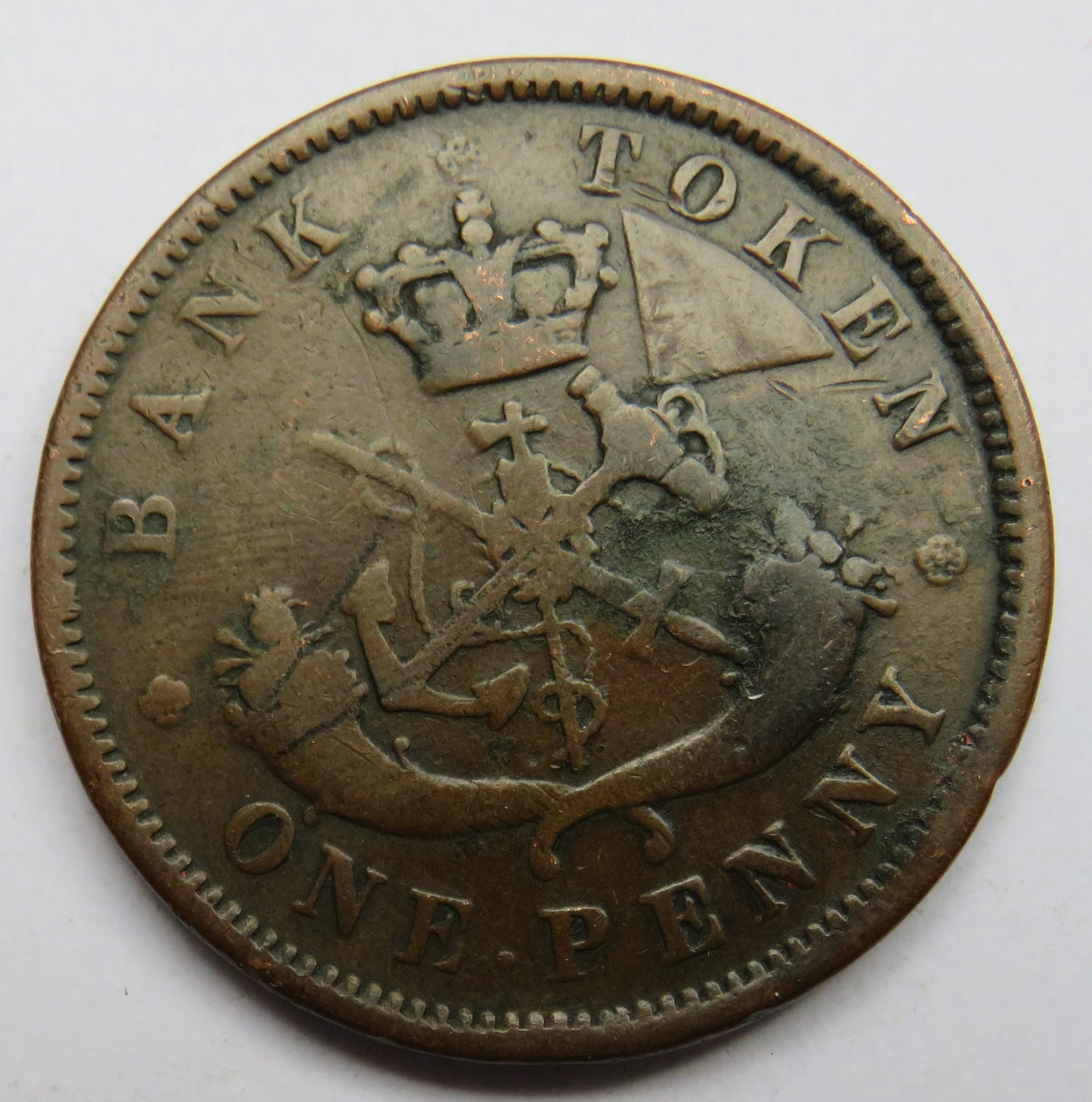 1854 Bank Of Upper Canada One Penny Bank Token