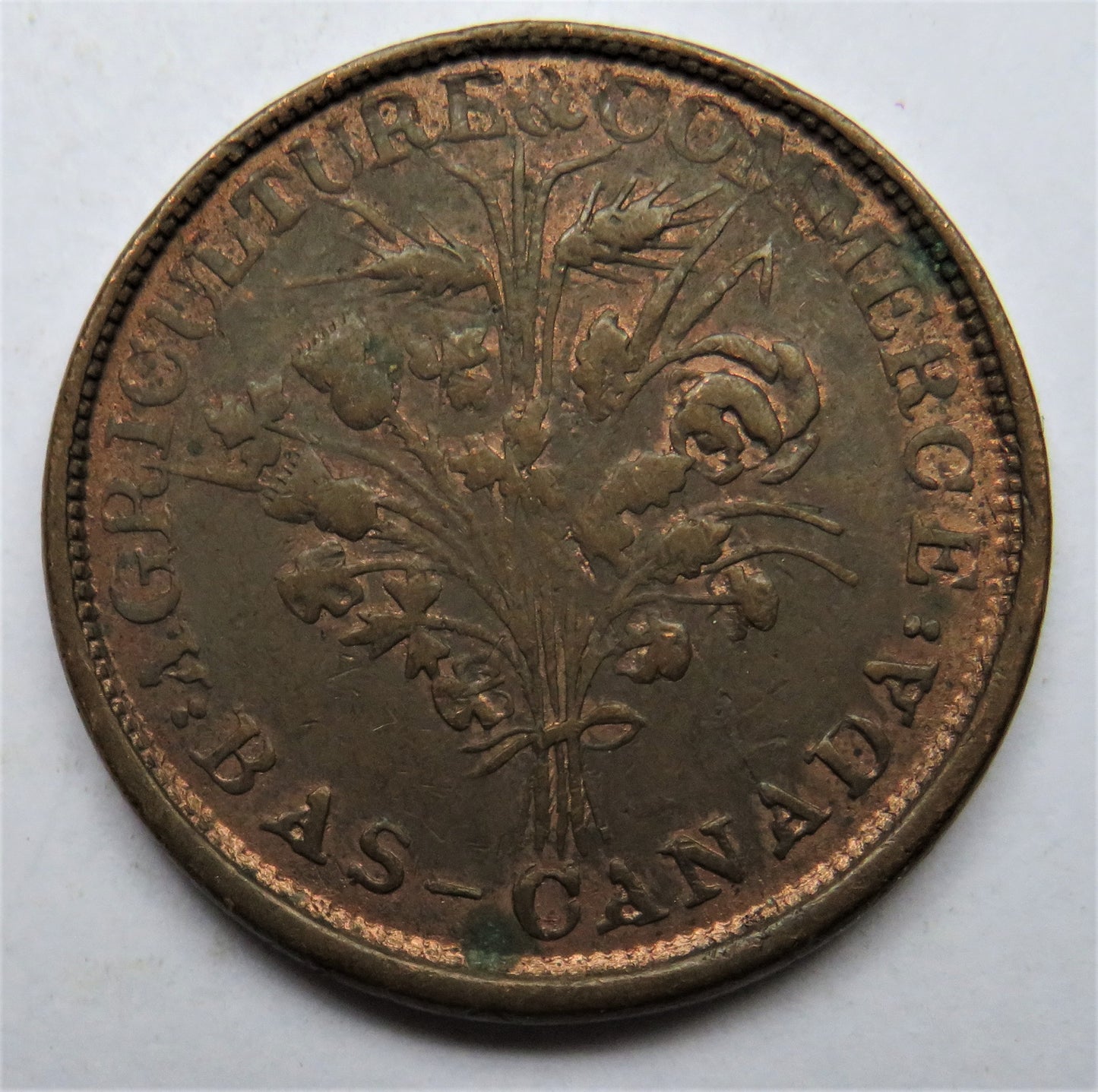Agriculture & Commerce Bas Canada Un Sou Montreal Token
