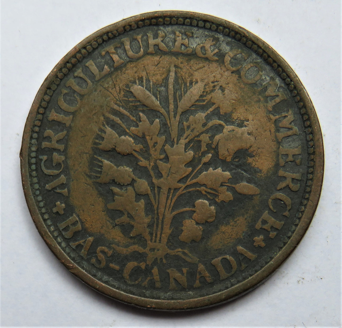 Agriculture & Commerce Bas Canada Un Sou Montreal Token