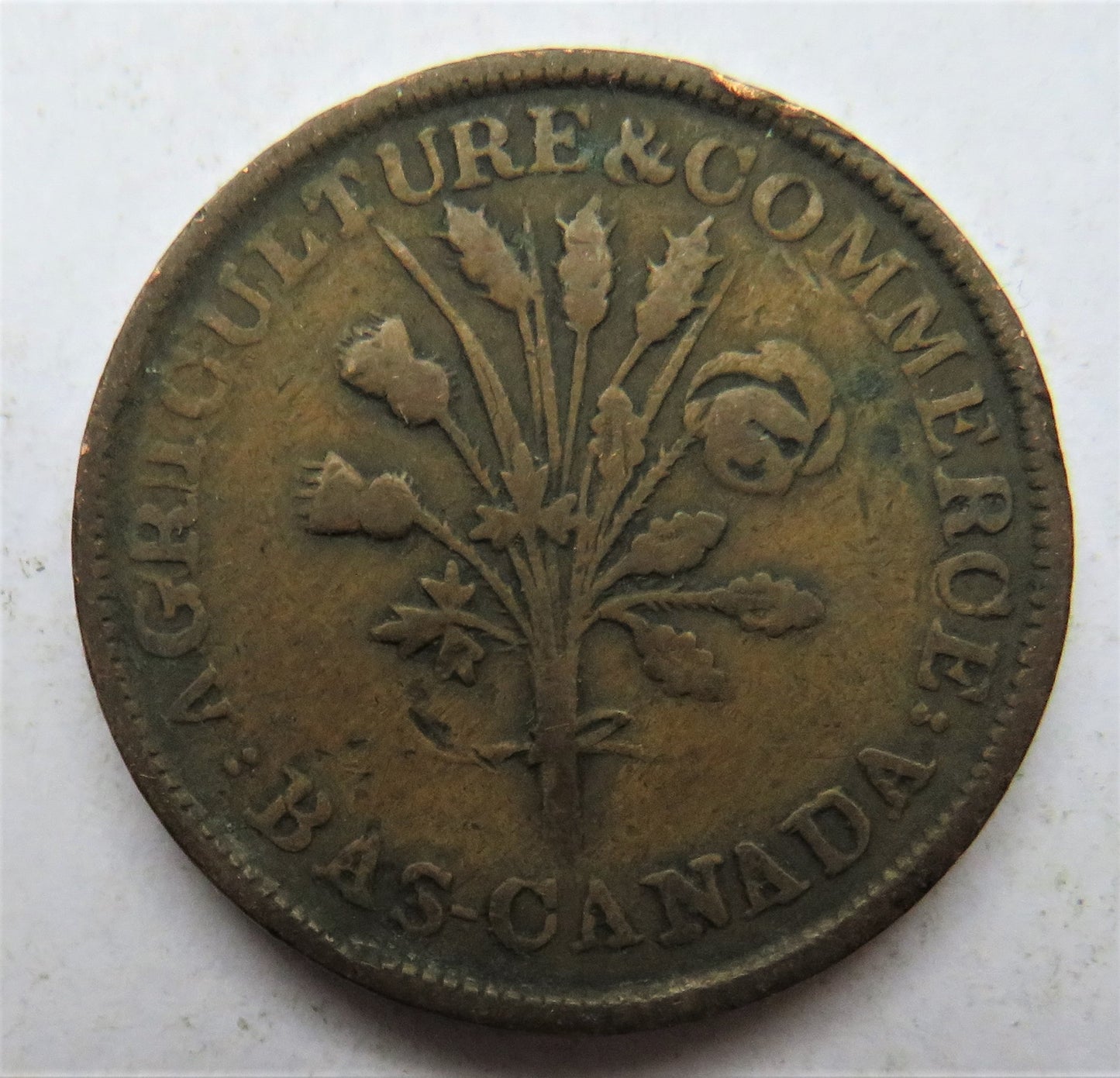 Agriculture & Commerce Bas Canada Un Sou Montreal Token