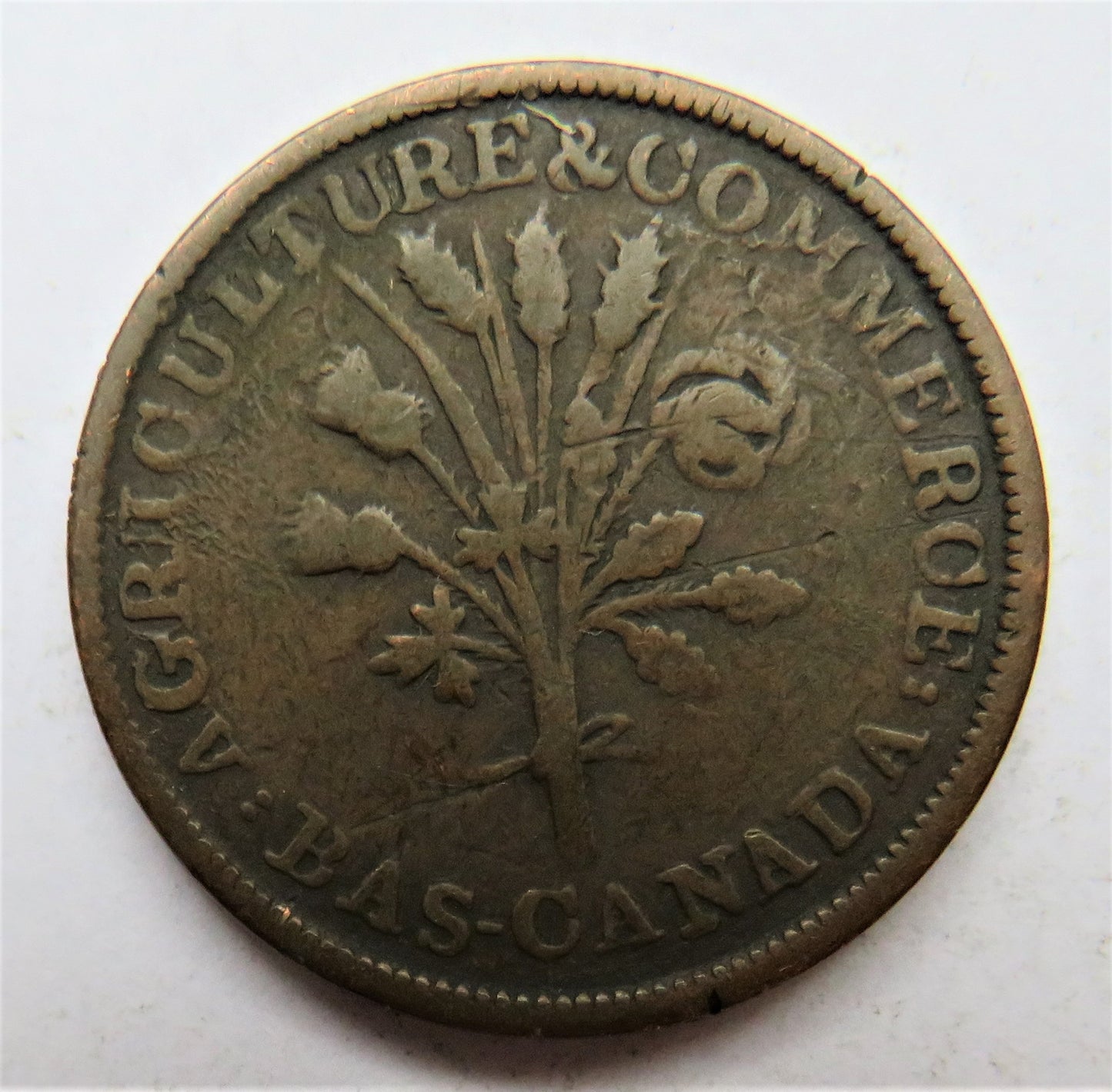 19th Canadian Token - Agriculture & Commerce Montreal Un Sou