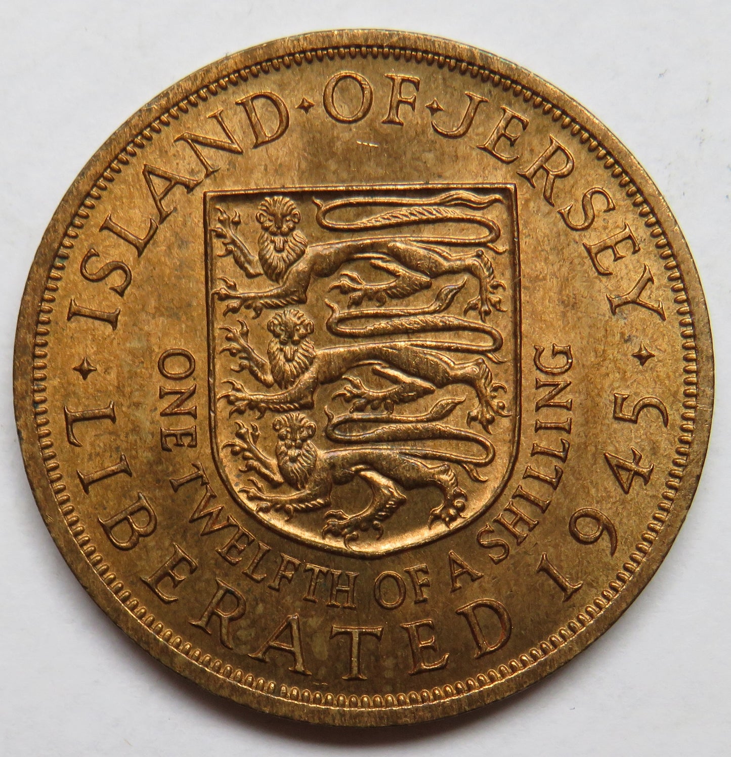 1945 Jersey 1/12th Of A Shilling Coin In High Grade