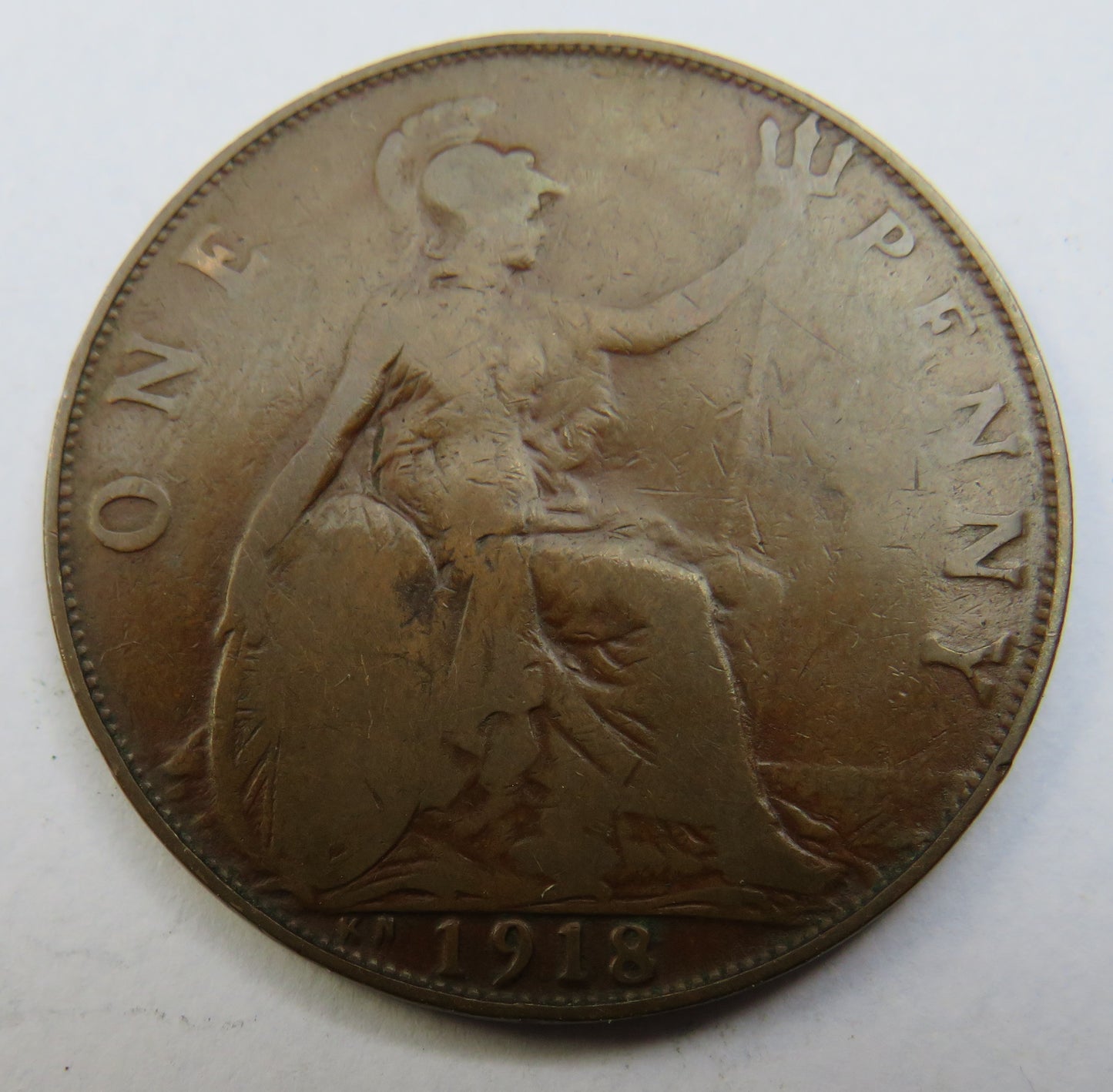 1918-KN King George V 1d One Penny Coin - Great Britain