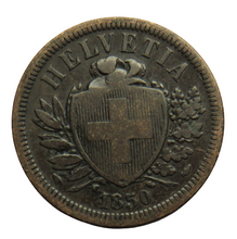 Load image into Gallery viewer, 1850 Switzerland 2 Rappen Coin
