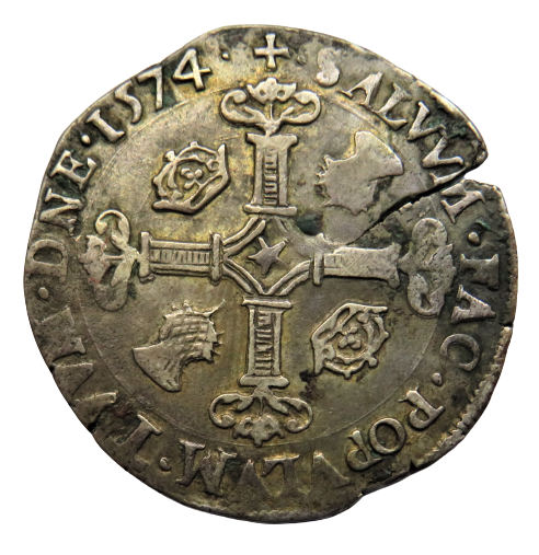 1574 Scotland James VI 2nd Coinage Silver Hammered Half Merk Coin
