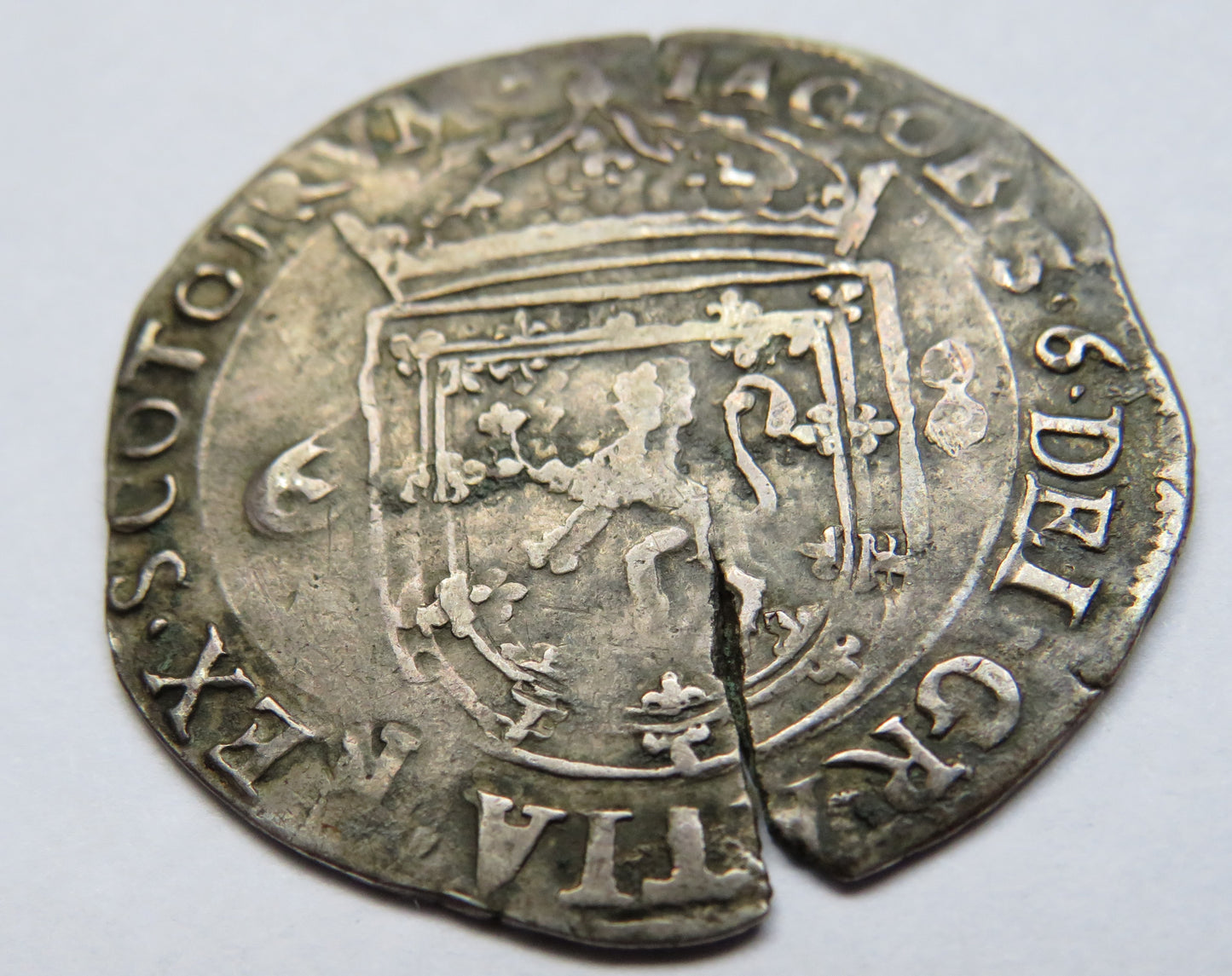 1574 Scotland James VI 2nd Coinage Silver Hammered Half Merk Coin