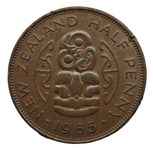 1965 Queen Elizabeth II New Zealand Halfpenny Coin