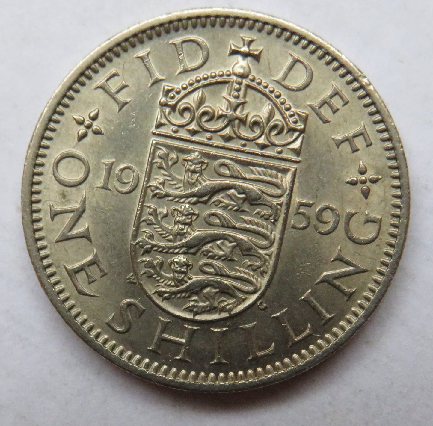 1959 Queen Elizabeth II Shilling Coin (English Reverse) Higher Grade