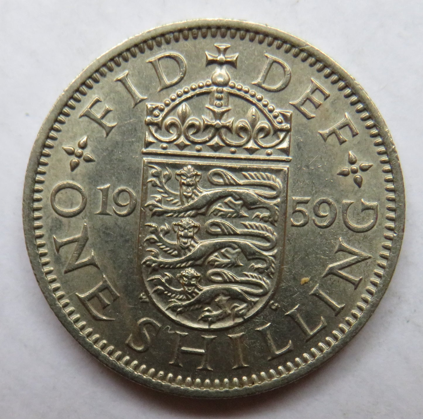 1959 Queen Elizabeth II Shilling Coin (English Reverse) High Grade