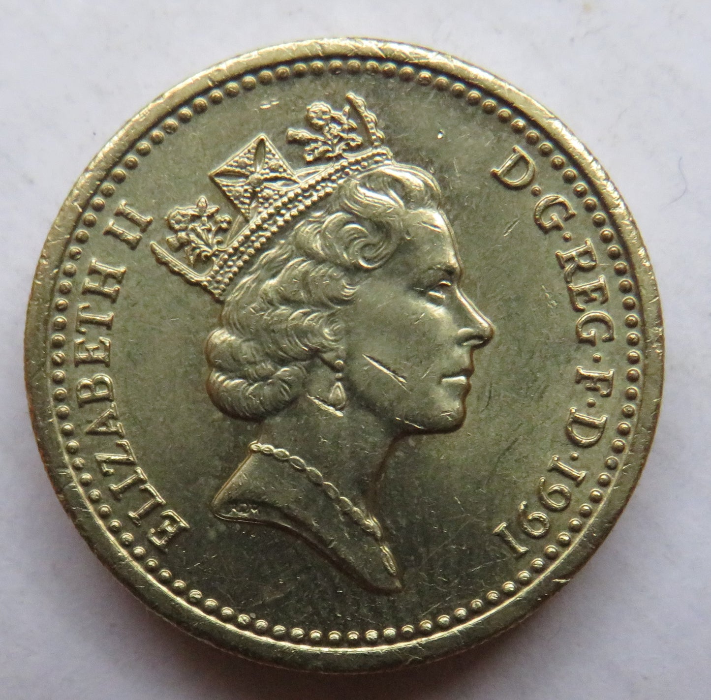 1991 Queen Elizabeth II £1 One Pound Coin - Northern Ireland Flax
