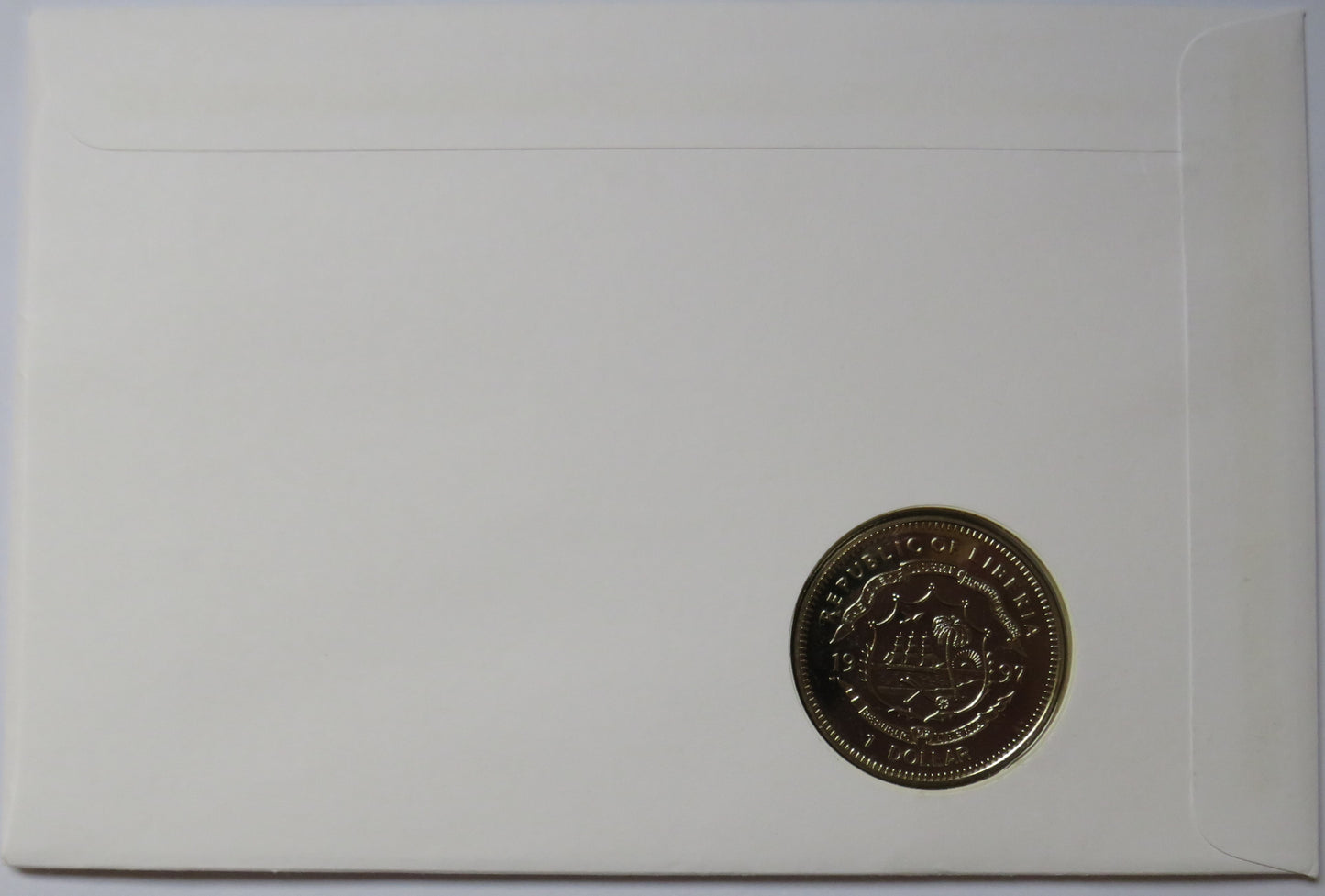 1997 Liberia $1 Coin & Stamp Cover Golden Wedding Anniversary