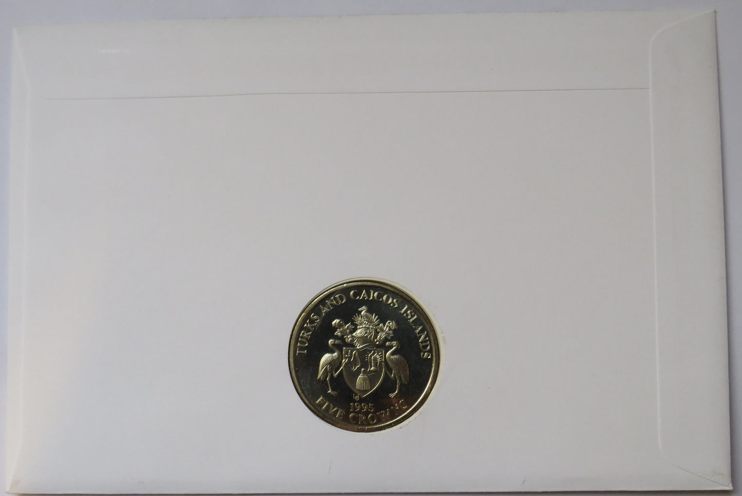 1995 Turks and Caicos Islands 5 Crowns Coin 2002 Tuvalu Stamp Cover