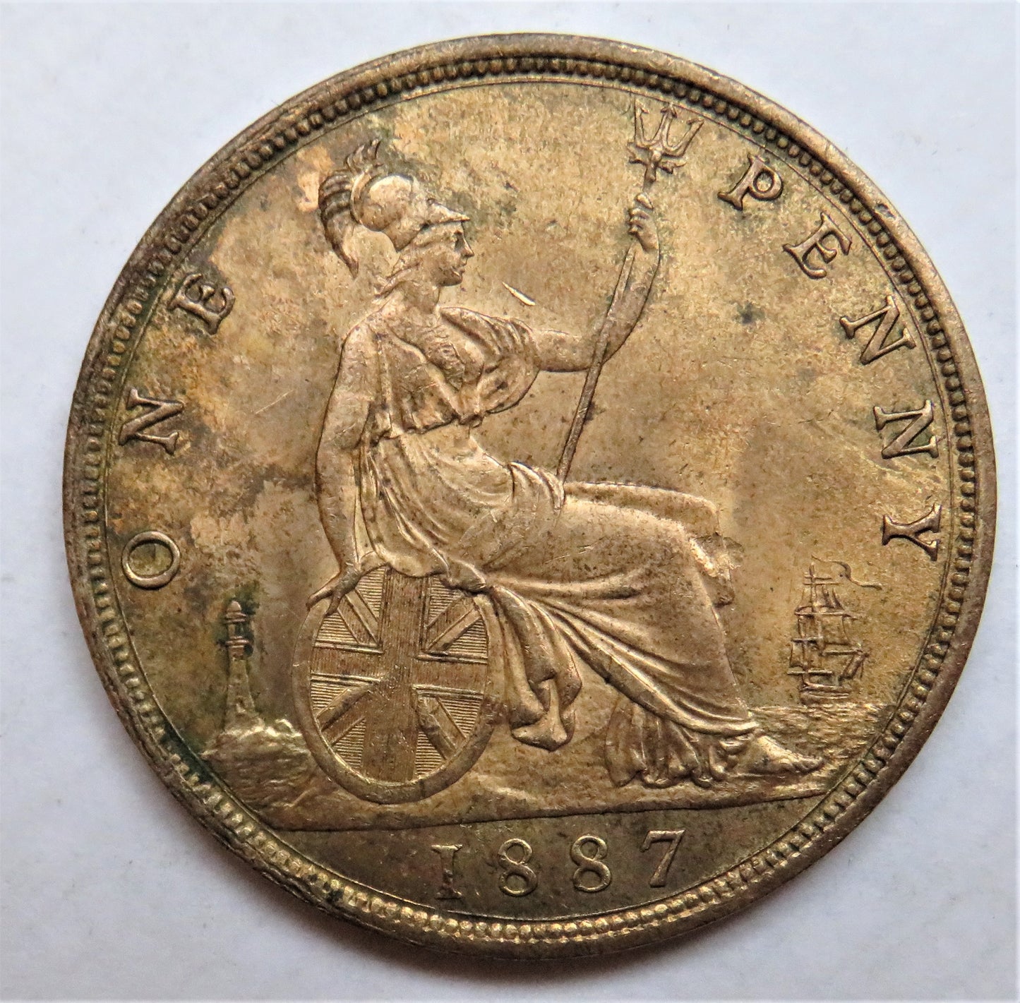 1887 Queen Victoria One Penny Coin In High Grade