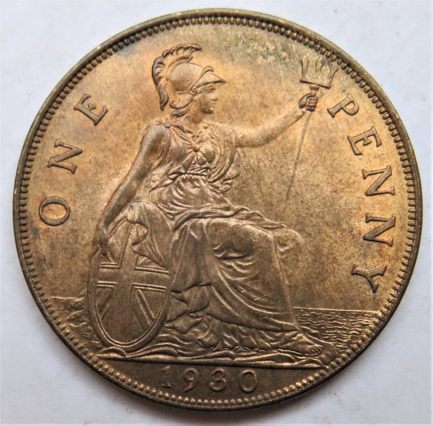 1930 King George V One Penny Coin - Great Britain - High Grade
