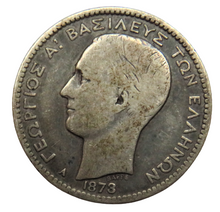 Load image into Gallery viewer, 1873 Greece Silver Drachma Coin

