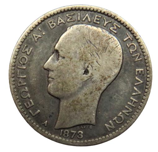 1873 Greece Silver Drachma Coin