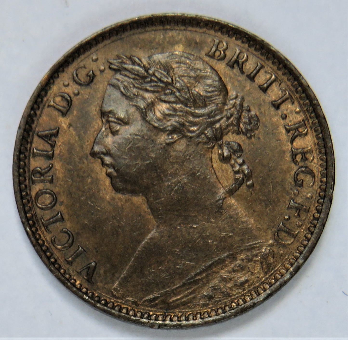 1891 Queen Victoria Bun Head Farthing Coin - Great Britain