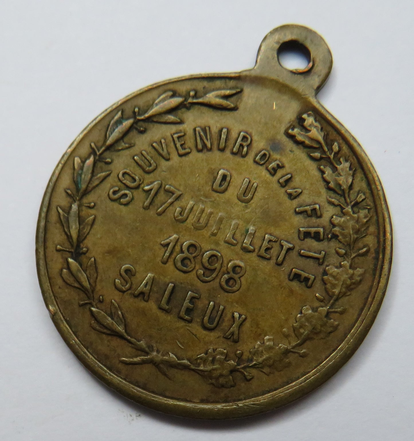 1898 French Medal - Souvenir Dela Fete 17 Juillet 1898 Saleux