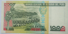Load image into Gallery viewer, 1988 Peru 1000 Intis Banknote Unc
