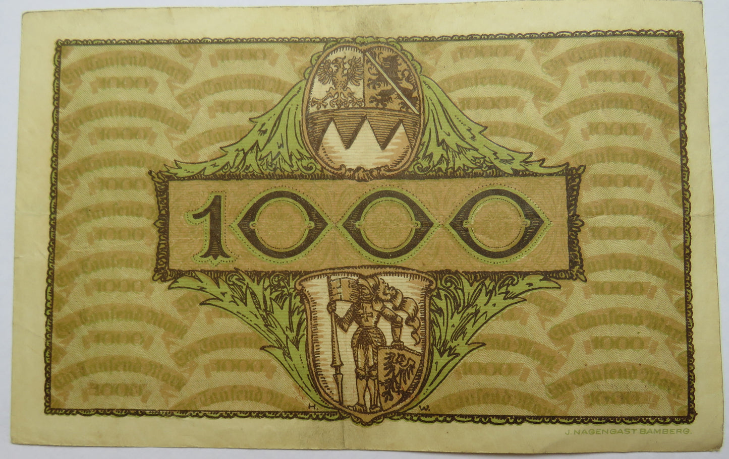 1922 Germany Stadt Bamberg 1000 Mark Banknote