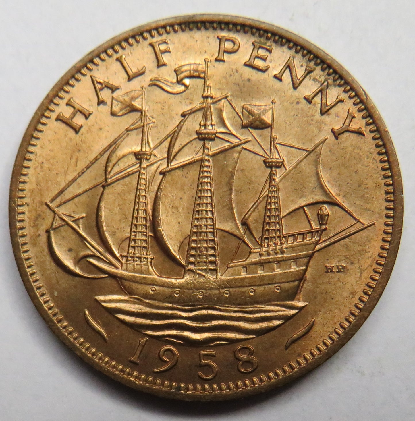 1958 Queen Elizabeth II Halfpenny Coin - Great Britain