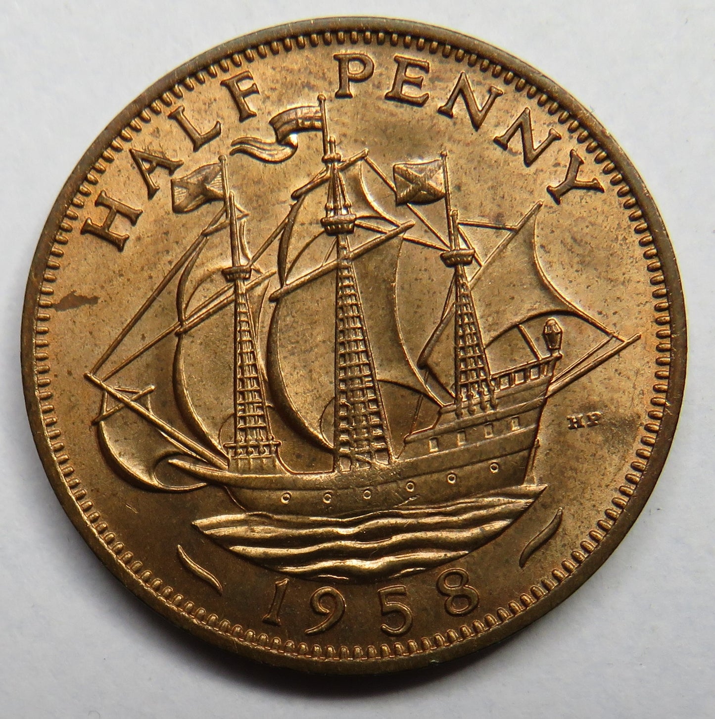 1958 Queen Elizabeth II Halfpenny Coin - Great Britain