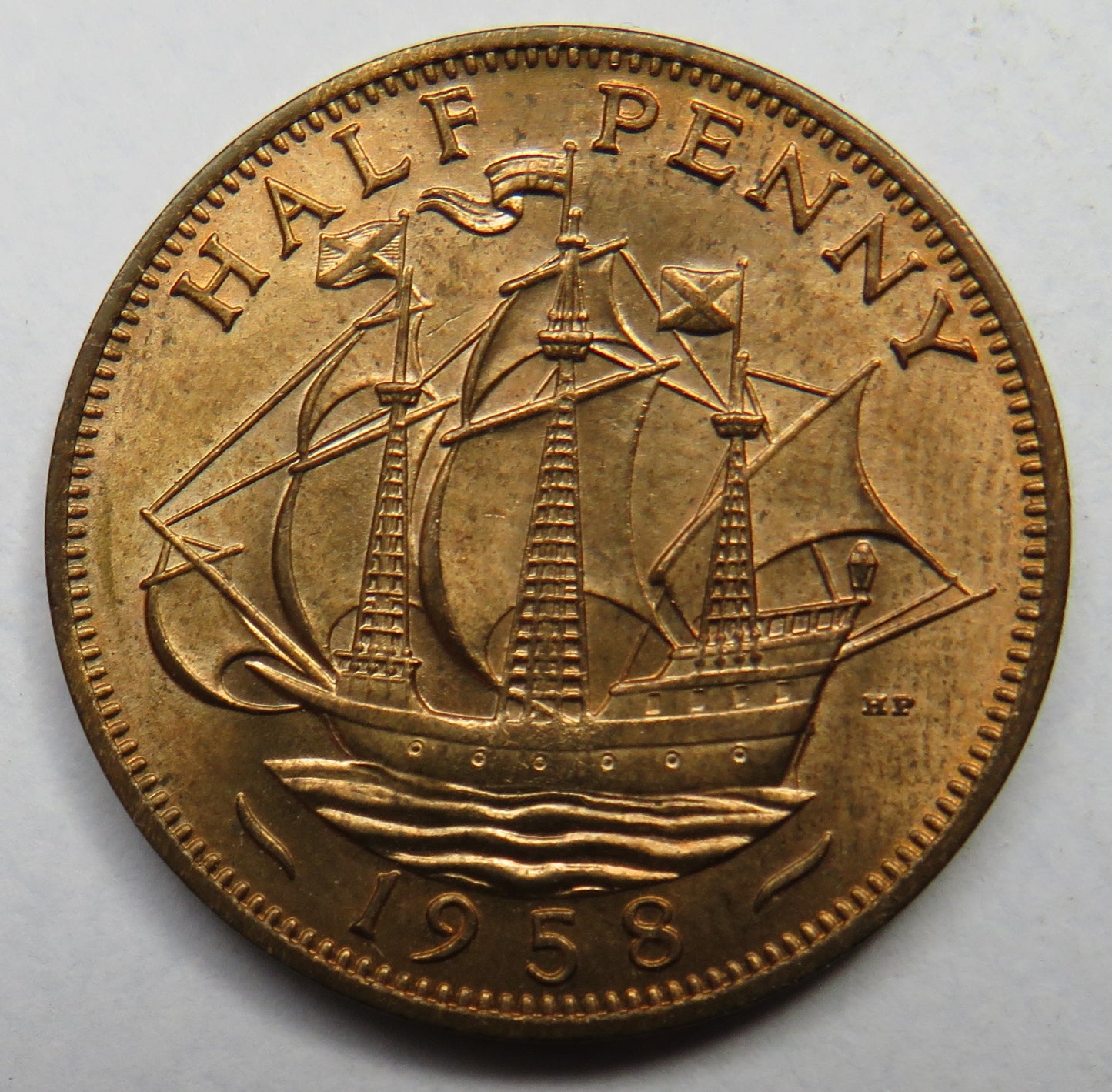 1958 Queen Elizabeth II Halfpenny Coin - Great Britain