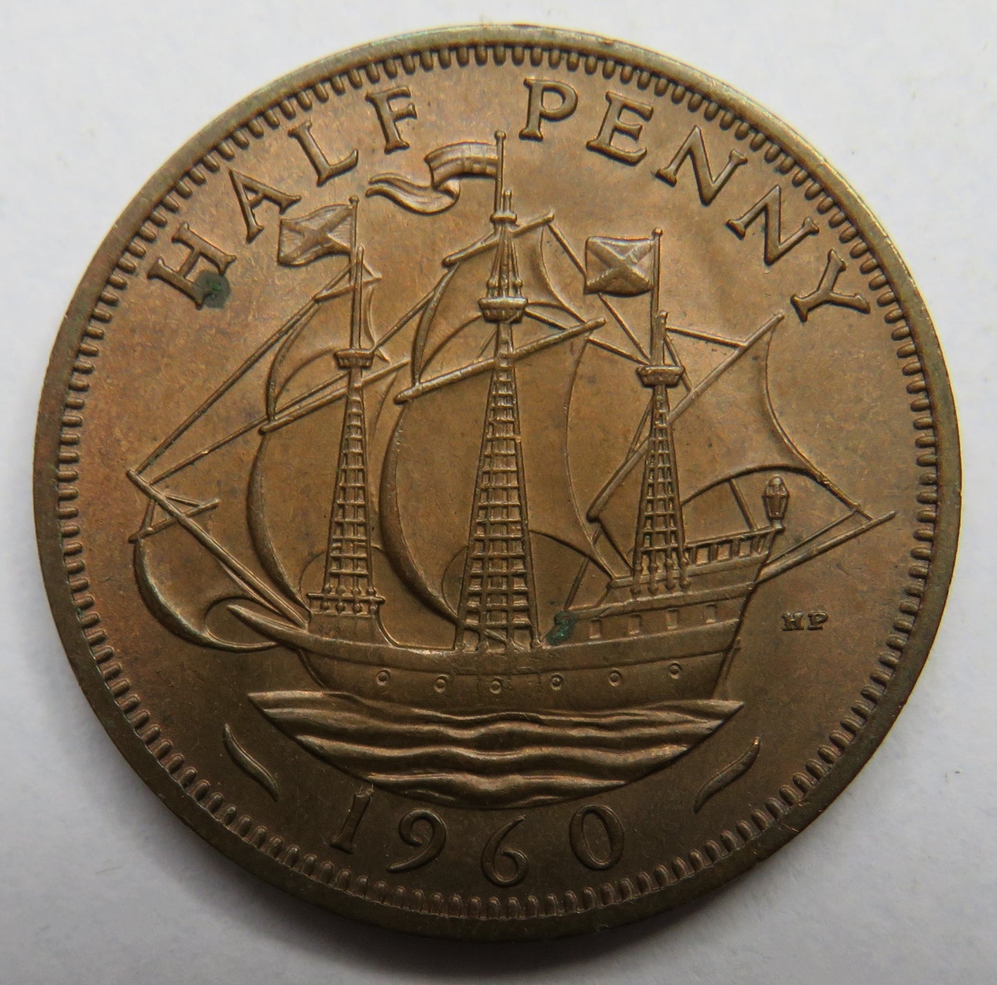 1960 Queen Elizabeth II Halfpenny Coin - Great Britain